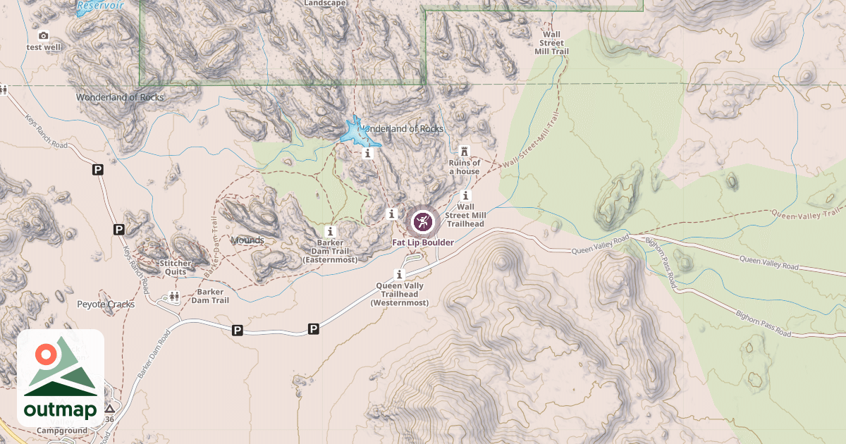 Map of Fat Lip Boulder