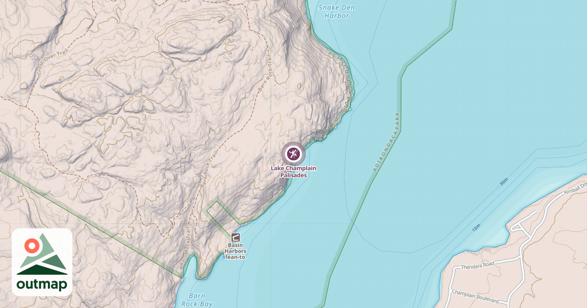 Map of Lake Champlain Palisades
