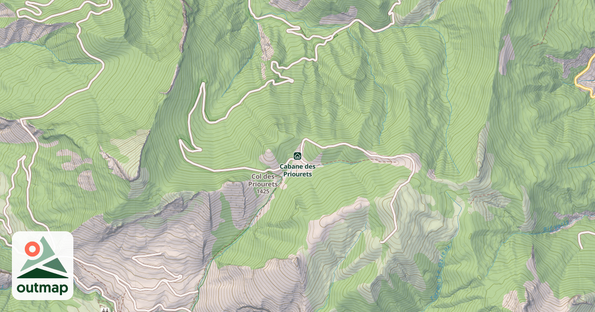 Map of Cabane des Priourets