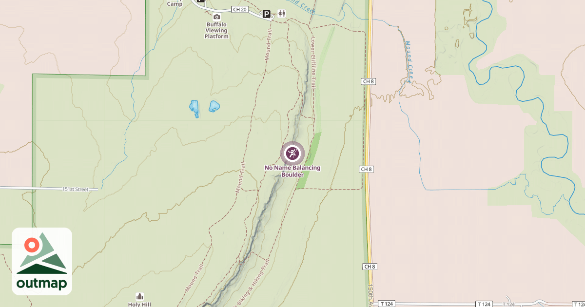 Map of No Name Balancing Boulder