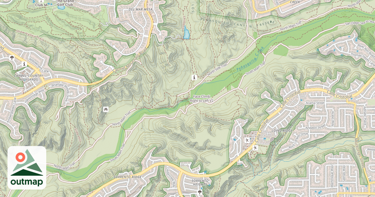 Map of Face Climb Right to Left