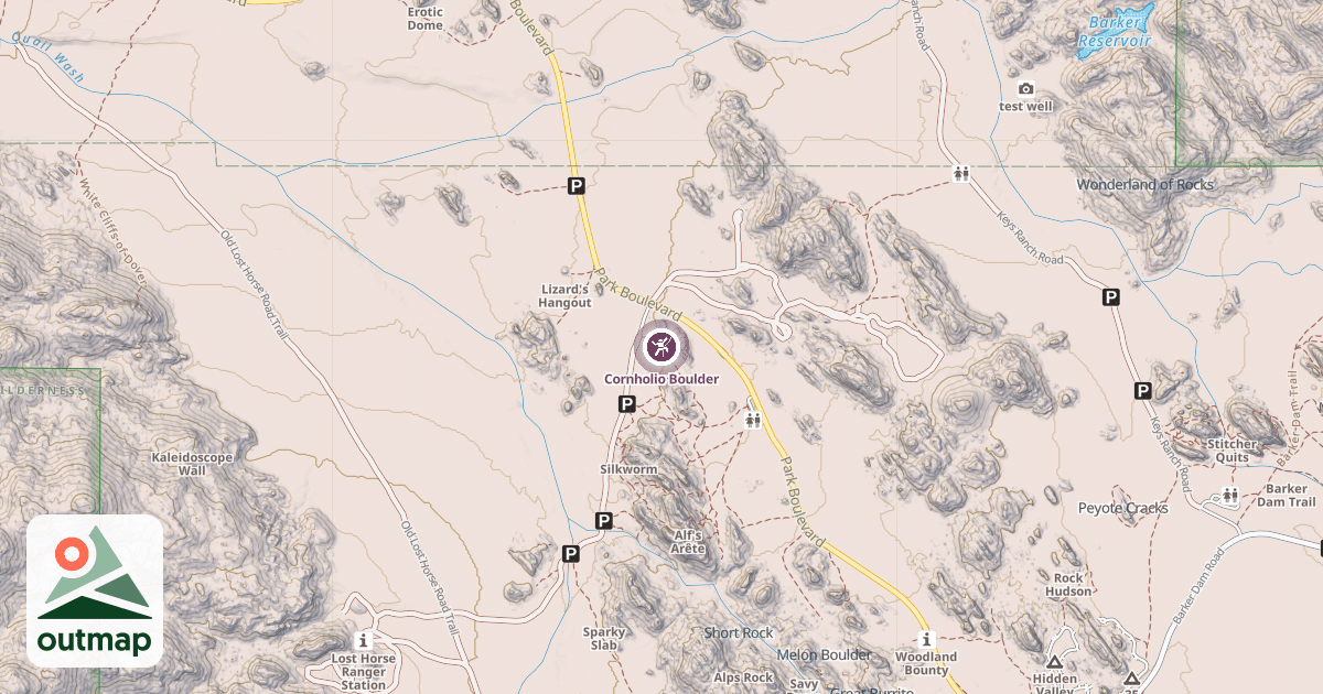 Map of Cornholio Boulder
