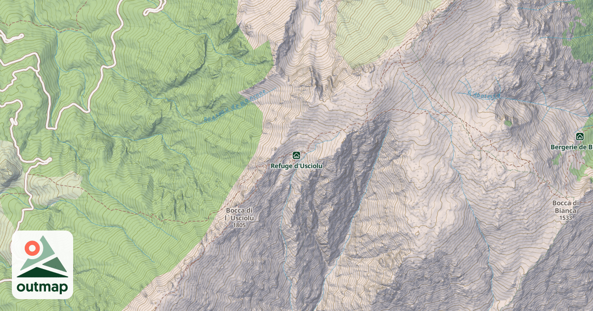 Map of Refuge d'Usciolu