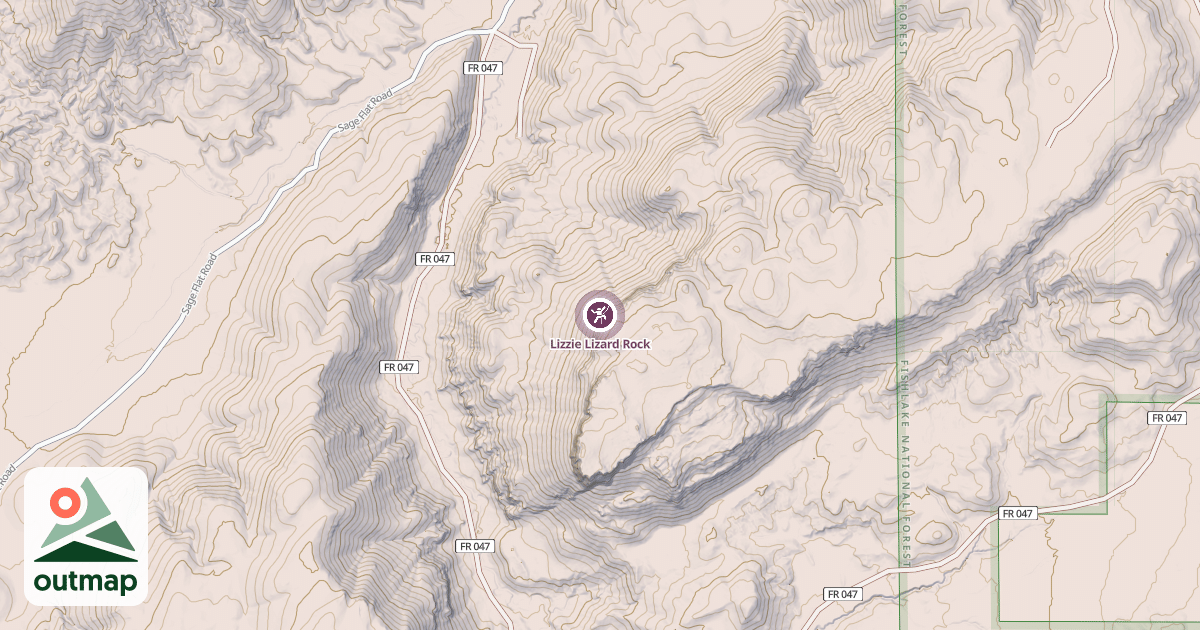 Map of Lizzie Lizard Rock