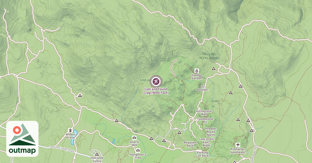 Map of Lost and Found Crag (West Face)