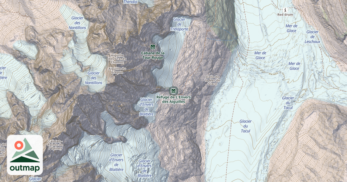 Map of Refuge de L'Envers des Aiguilles