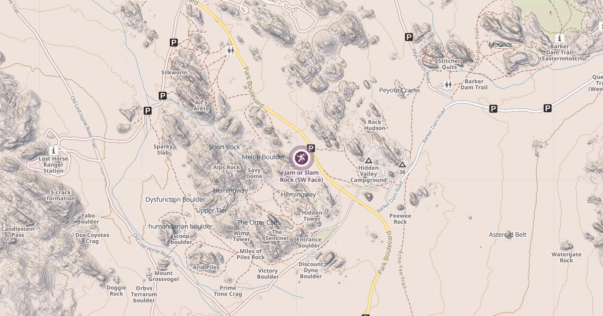 Map preview of Jam or Slam Rock (SW Face)