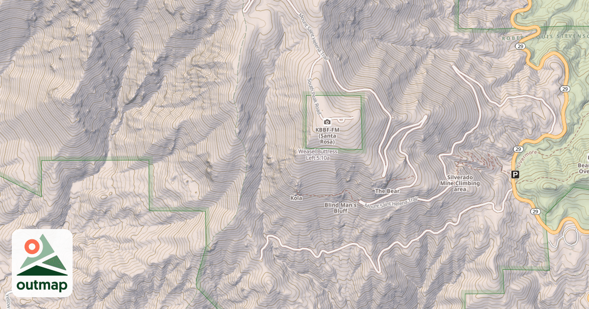 Map of Weasel Buttress Left