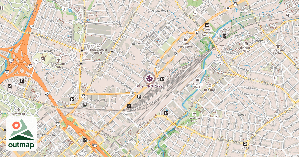 Map of Inner Peaks NoDa