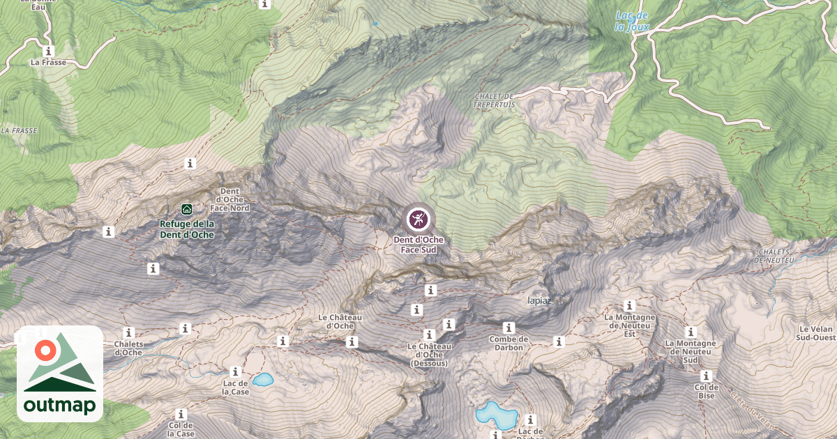 Map of Dent d'Oche Face Sud