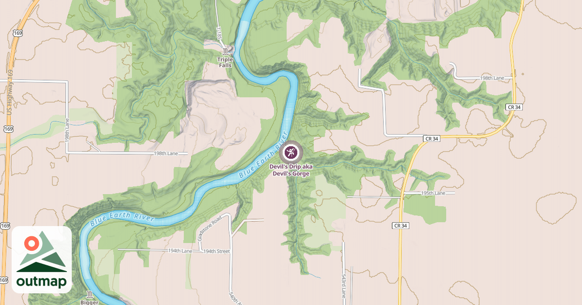 Map of Devil's Drip aka Devil's Gorge