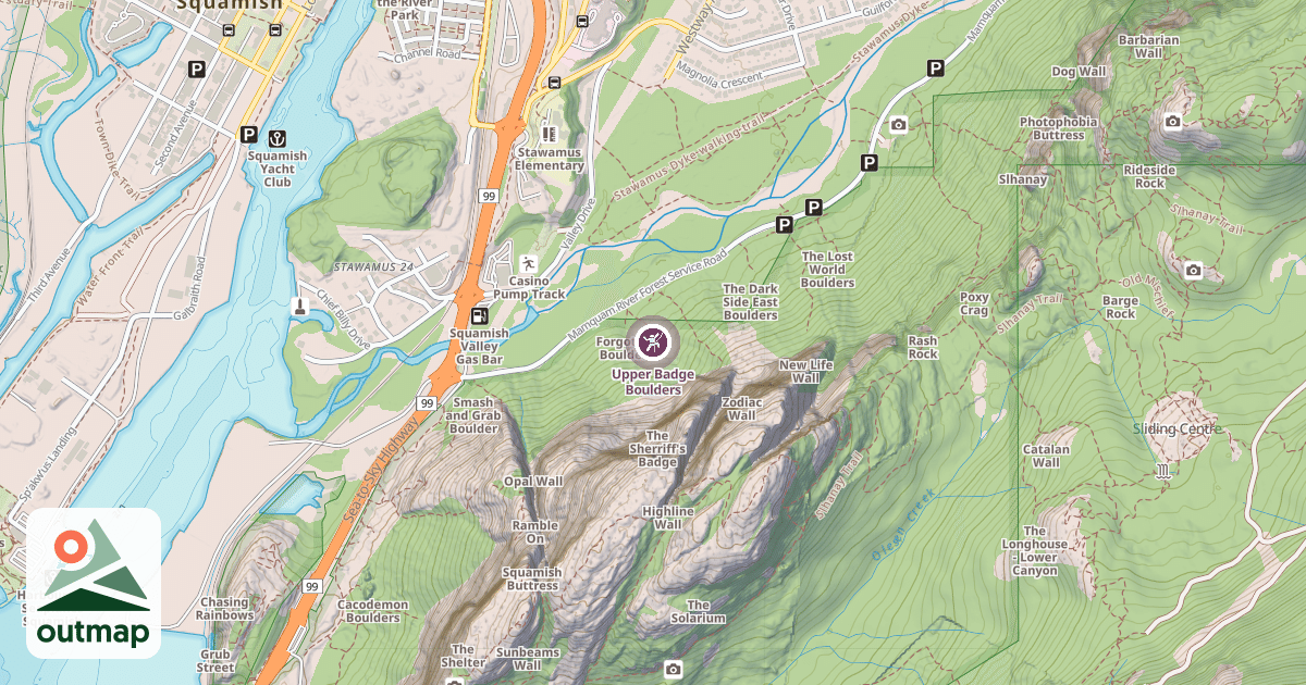 Map of Upper Badge Boulders
