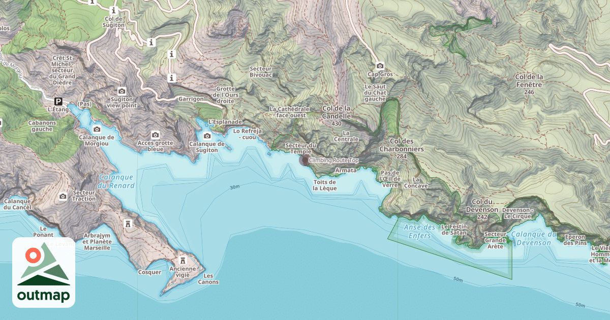 Map of Climbing Route Top