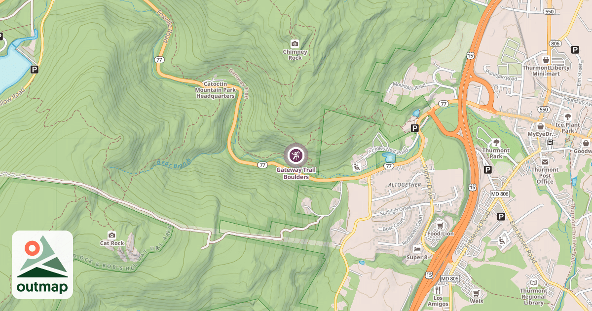 Map of Gateway Trail Boulders