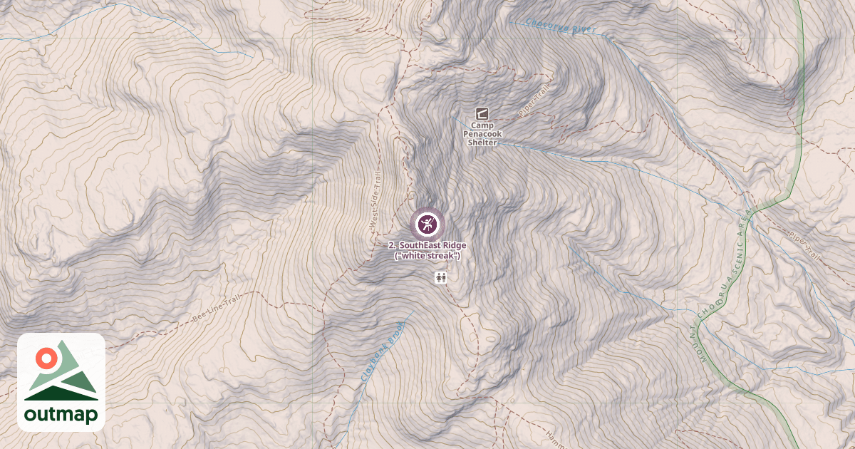 Map of 2.  SouthEast Ridge ("white streak")