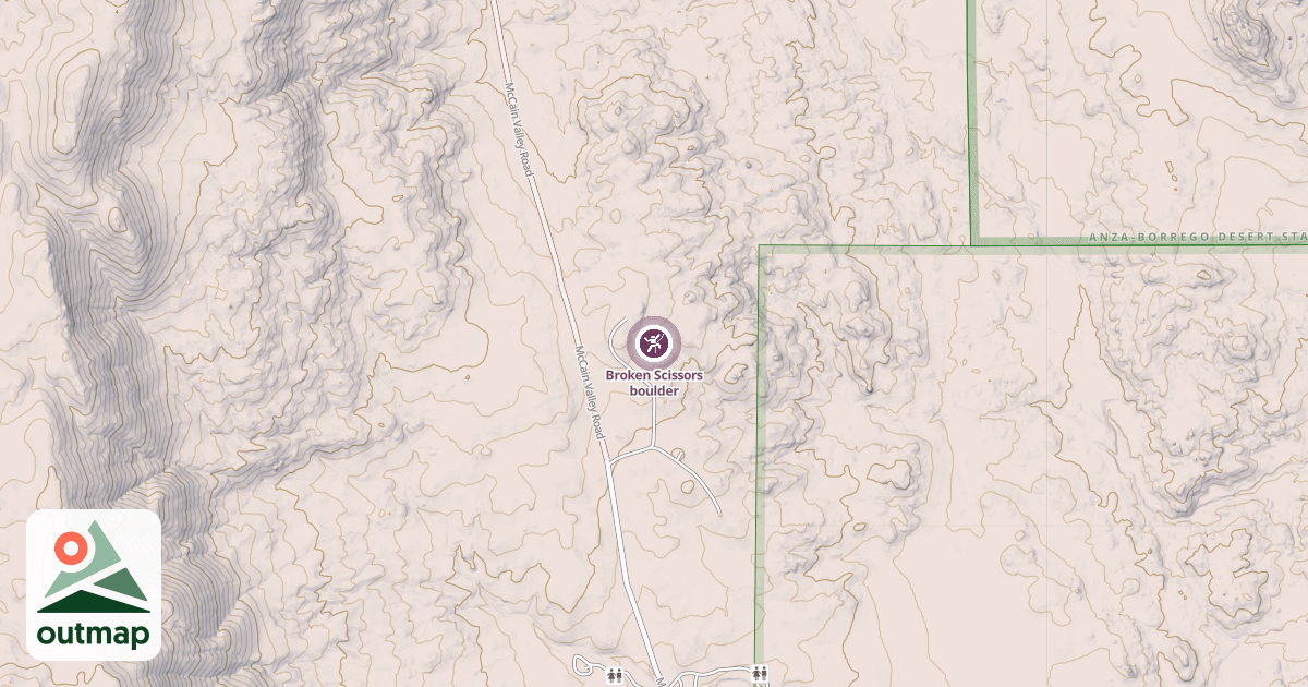 Map of Broken Scissors boulder