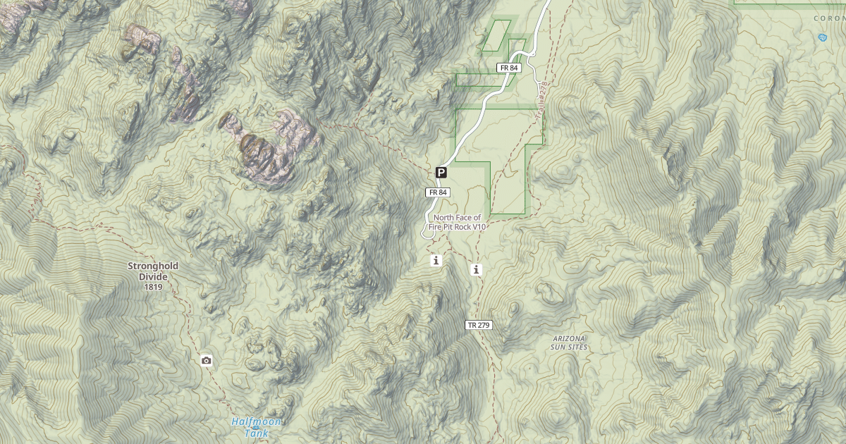 Map preview of North Face of Fire Pit Rock