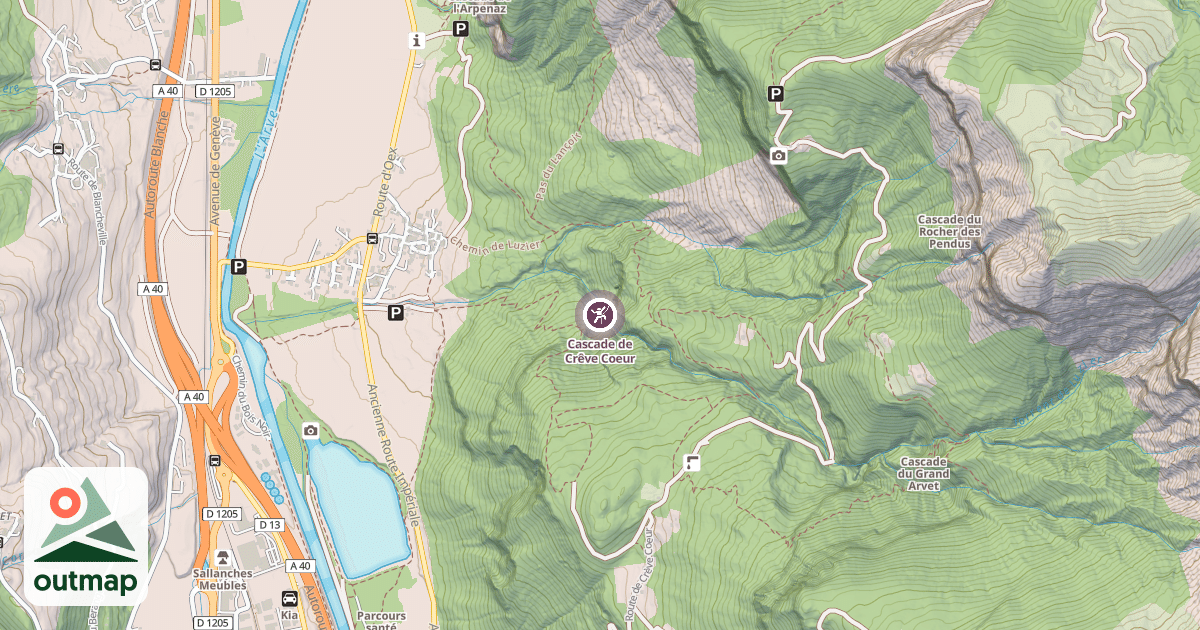 Map of Cascade de Crêve Coeur