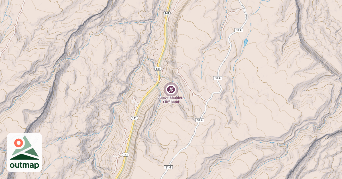 Map of Above Boulder/Cliff Band