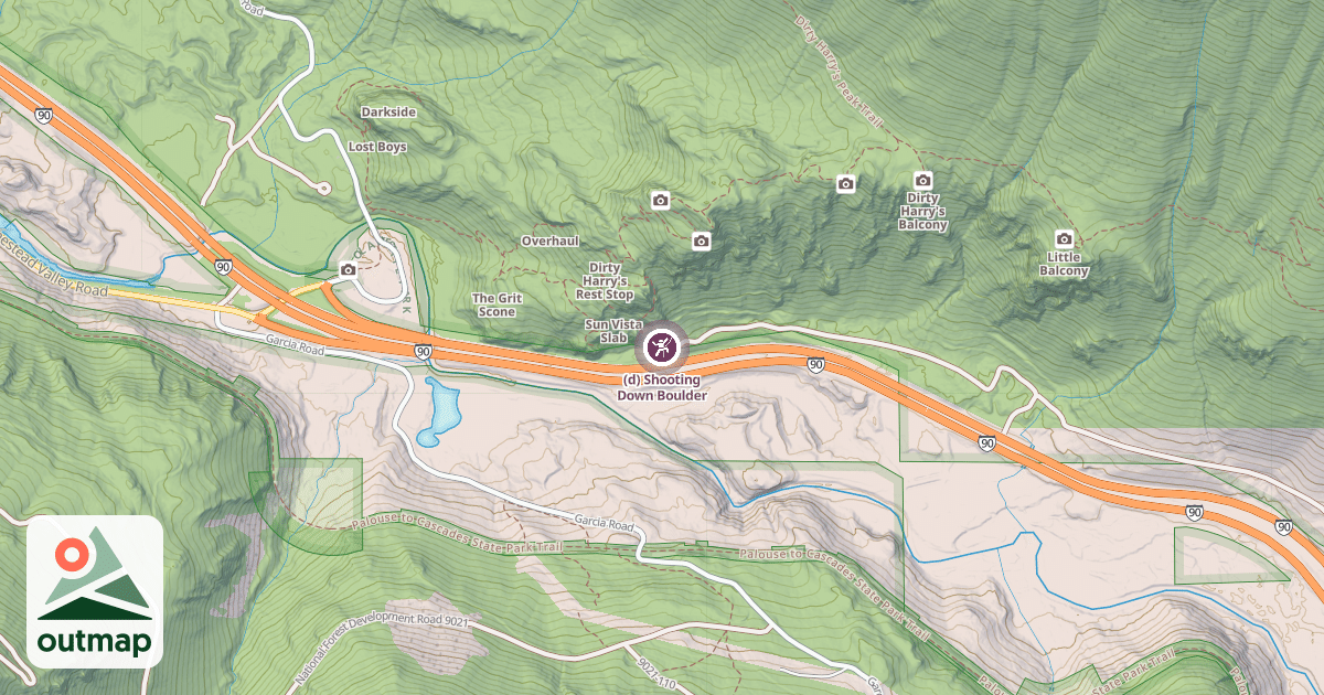 Map of (d) Shooting Down Boulder
