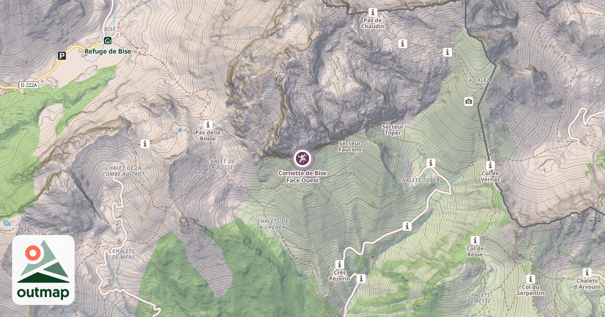 Map of Cornette de Bise Face Ouest
