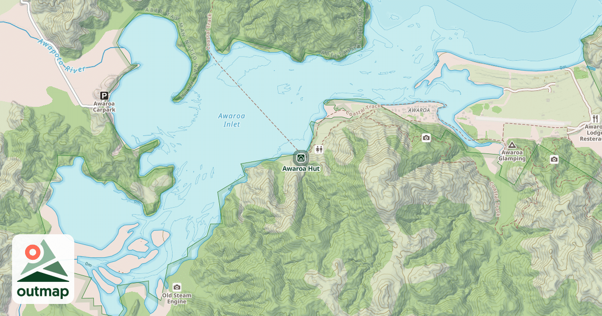 Map of Awaroa Hut
