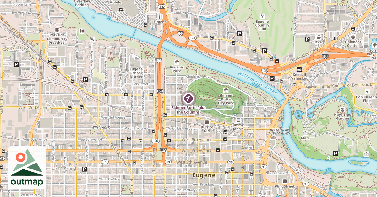 Map of Skinner Butte (aka The Columns)