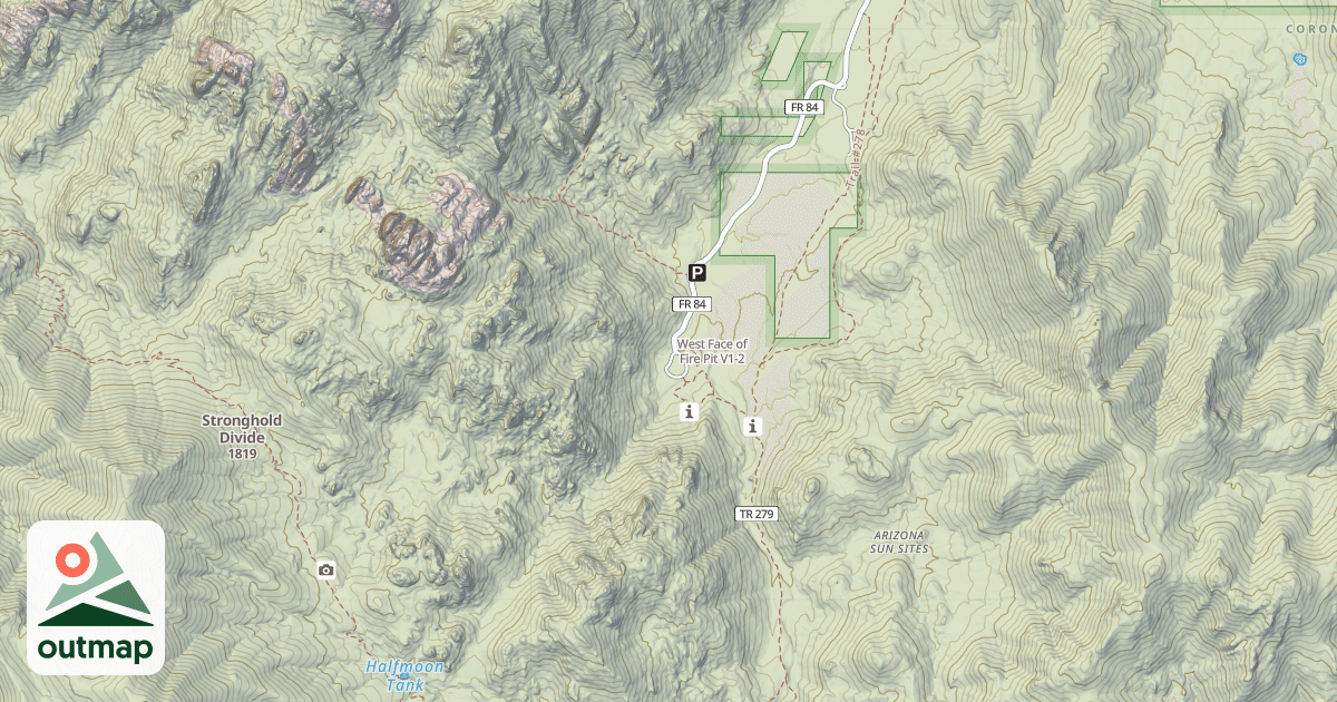 Map of West Face of Fire Pit