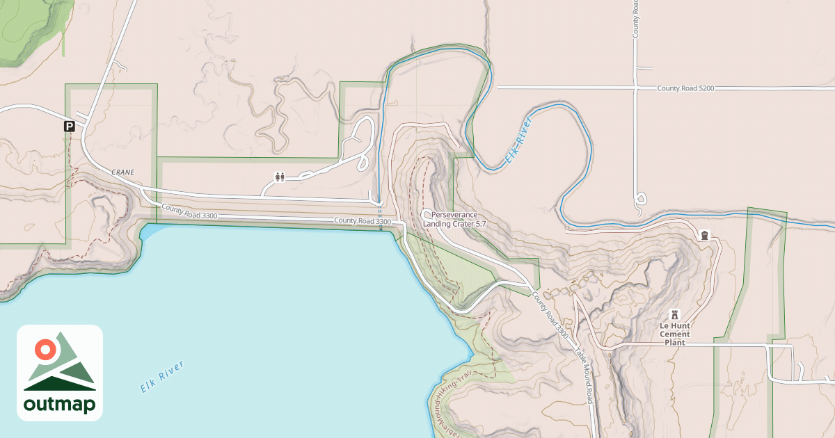 Map of Perseverance Landing Crater