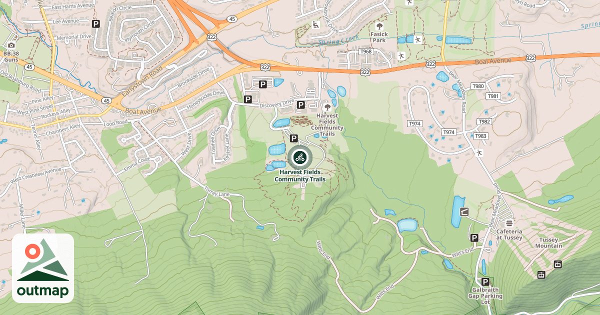 Map of Harvest Fields Community Trails