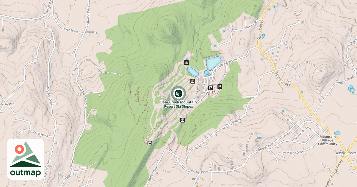 Map of Bear Creek Mountain Resort Ski Slopes