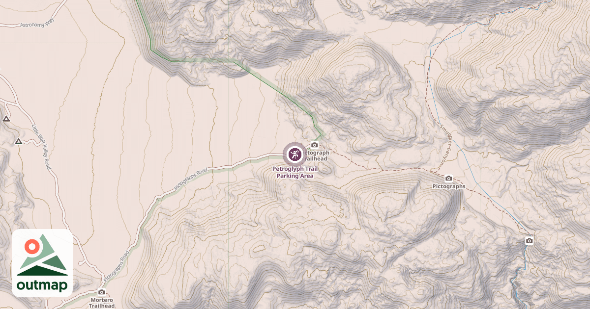 Map of Petroglyph Trail Parking Area