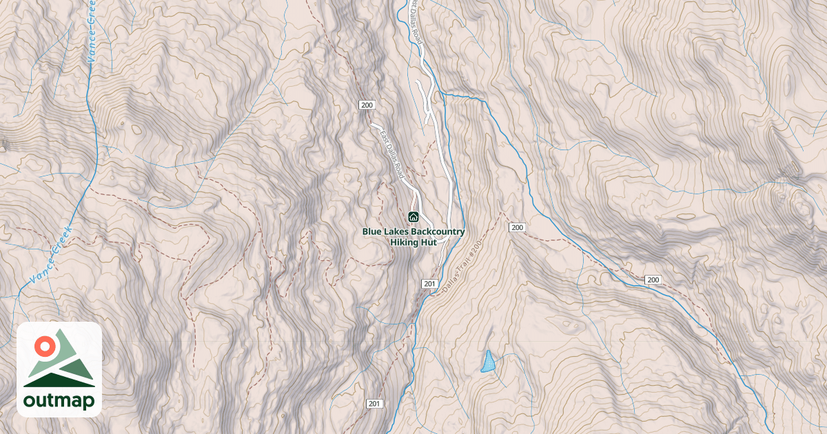 Map of Blue Lakes Backcountry Hiking Hut