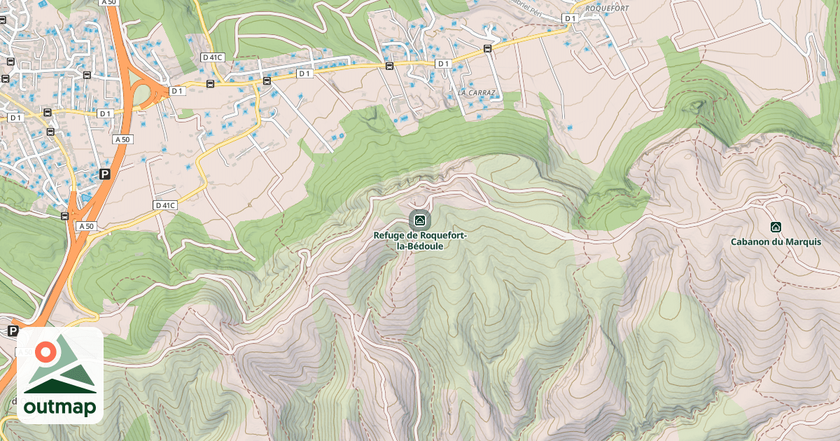 Map of Refuge de Roquefort-la-Bédoule