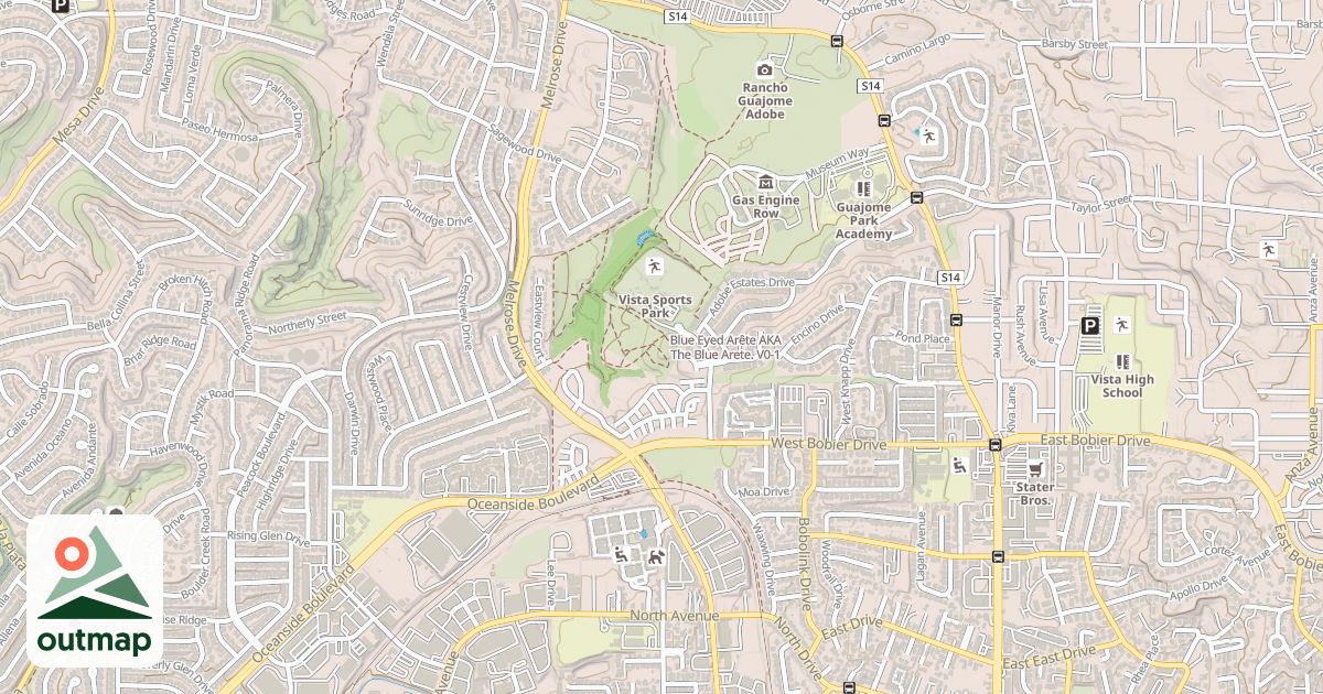 Map of Blue Eyed Arête AKA The Blue Arete.