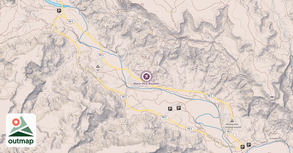 Map of Mack Dick Boulder