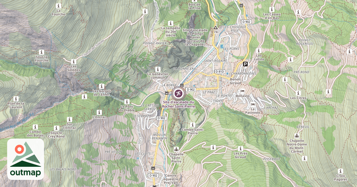 Map of Site d'escalade du Rocher Saint-Pierre