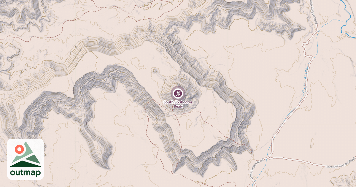 Map of South Sixshooter Peak