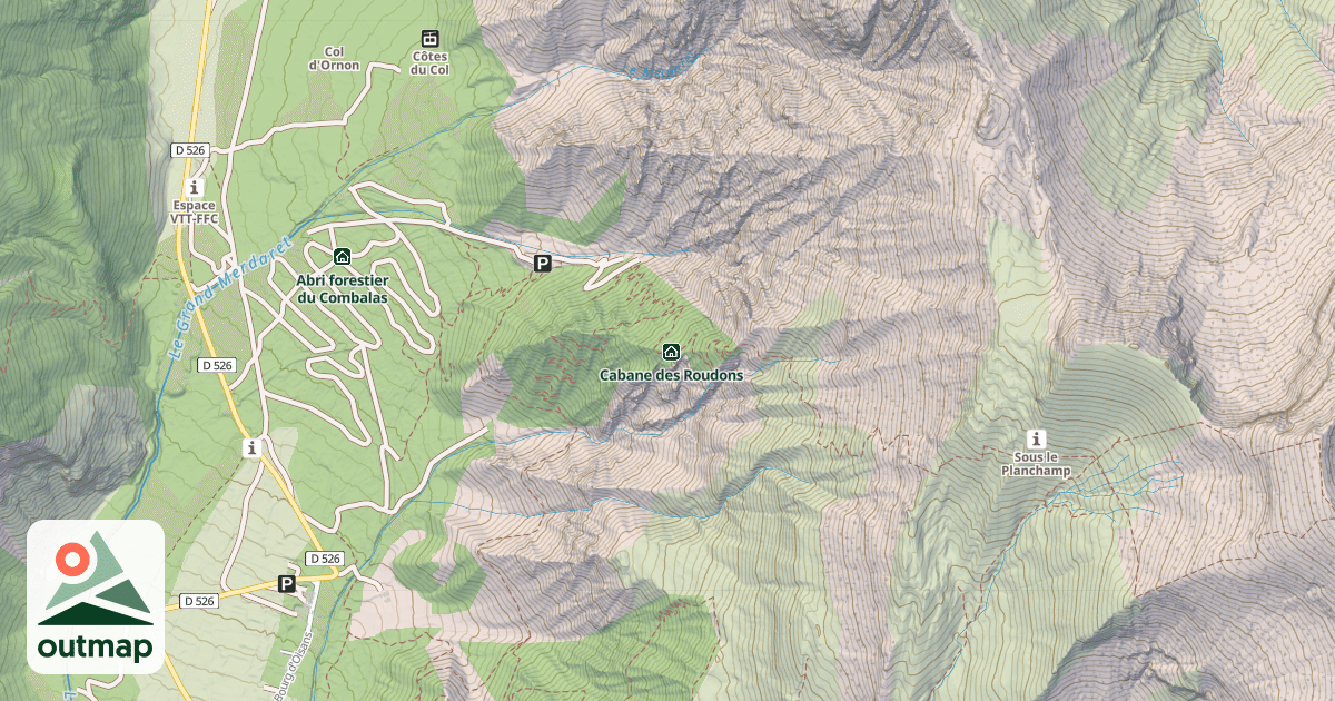 Map of Cabane des Roudons (basse)