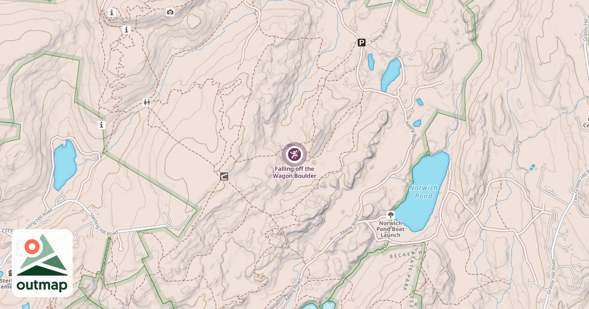 Map of Falling off the Wagon Boulder