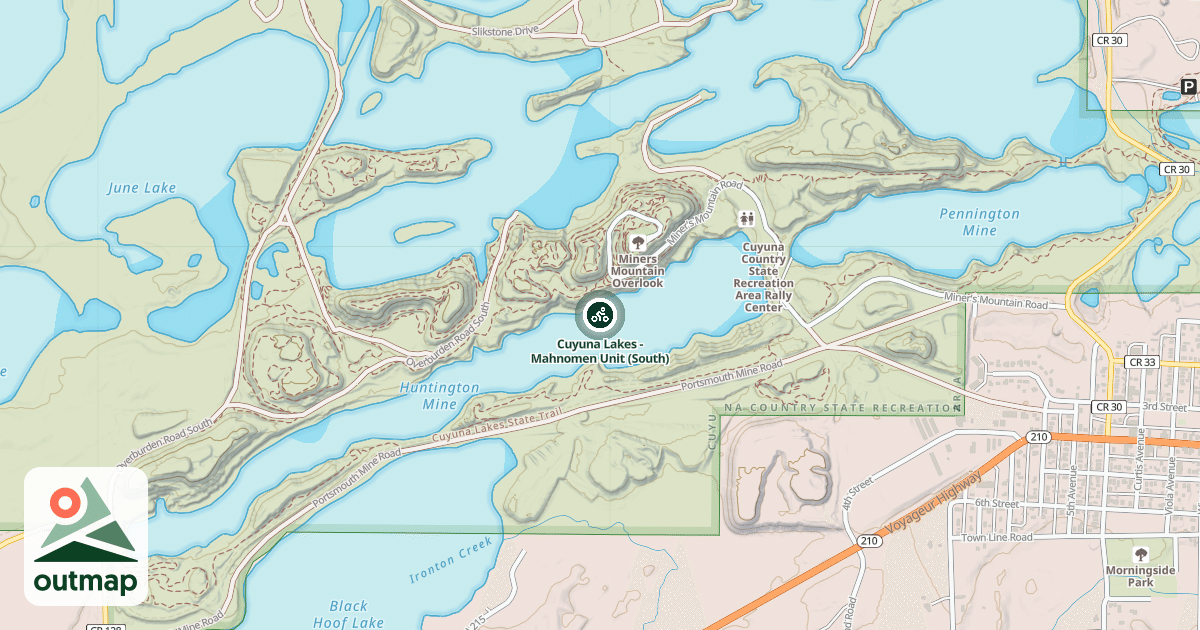 Map of Cuyuna Lakes - Mahnomen Unit (South)