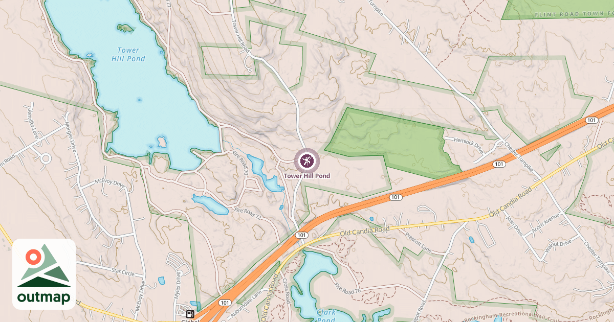 Map of Tower Hill Pond