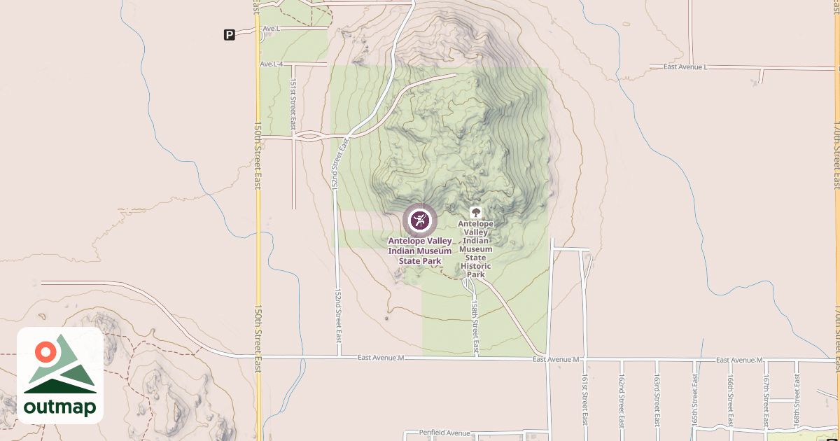 Map of Antelope Valley Indian Museum State Park