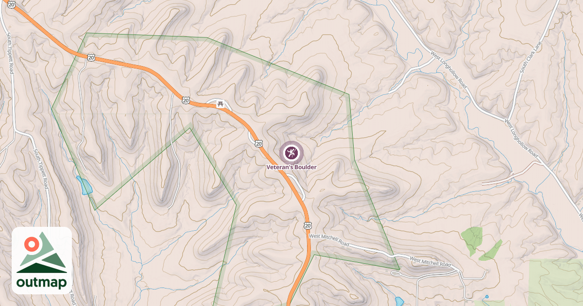 Map of Veteran's Boulder