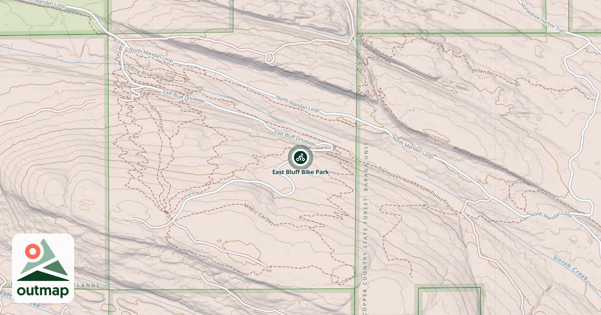 Map of East Bluff Bike Park