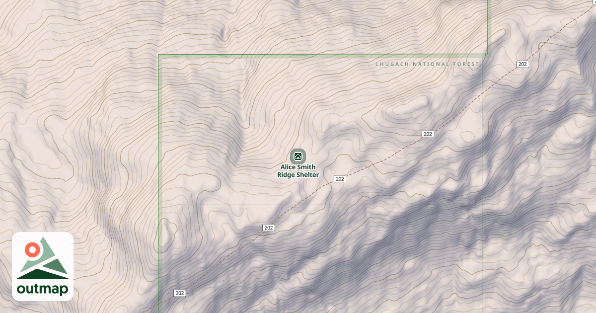 Map of Alice Smith Ridge Shelter