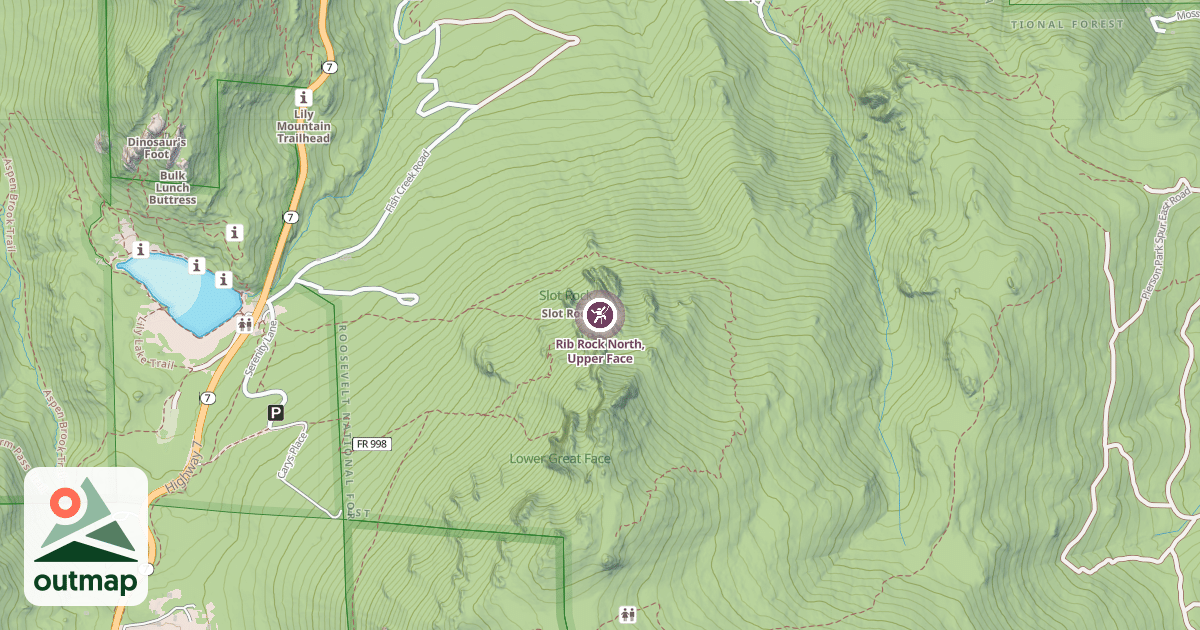 Map of Rib Rock North, Upper Face