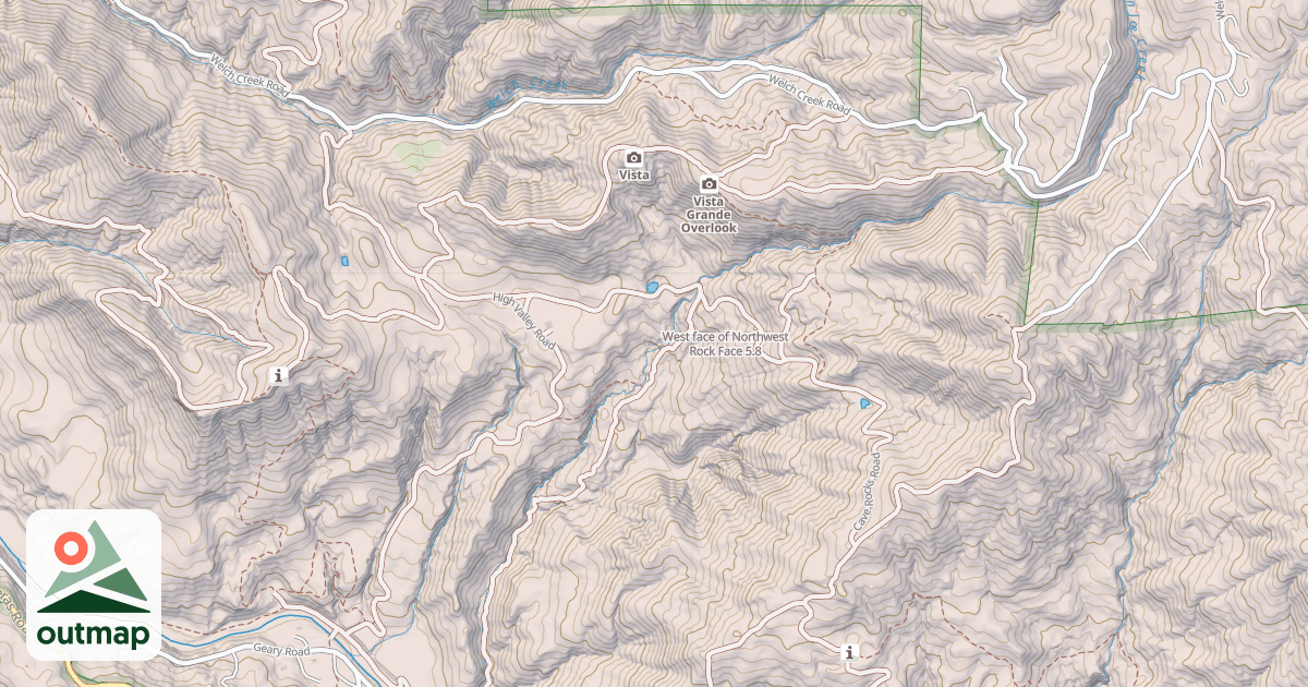 Map of West face of Northwest Rock Face