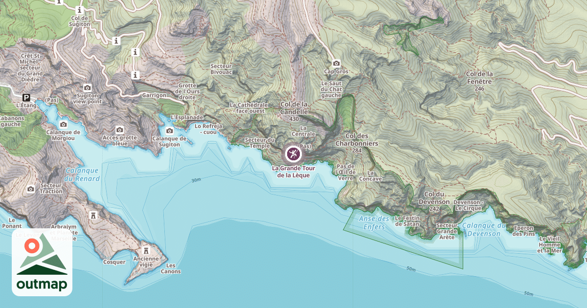 Map of La Grande Tour de la Lèque