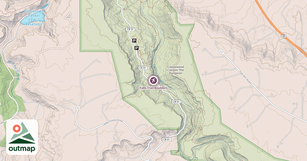 Map of Falls Trail Boulders